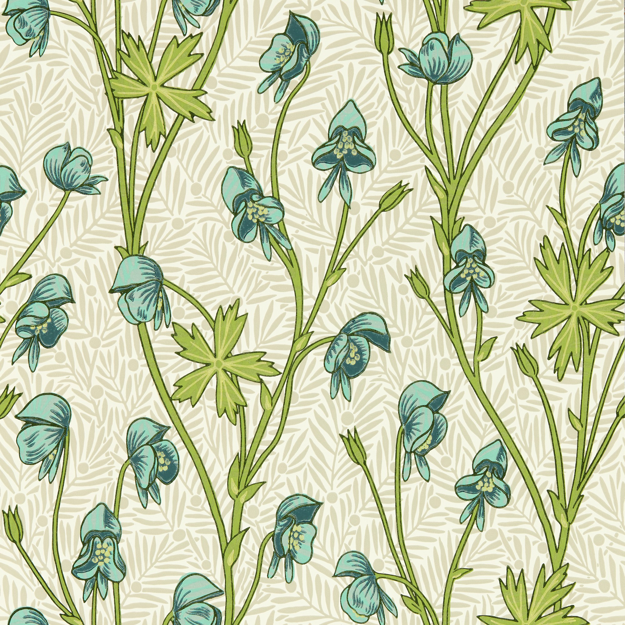 Monkshood Wallpaper 217344 By Morris Co In Aqua Peashoot